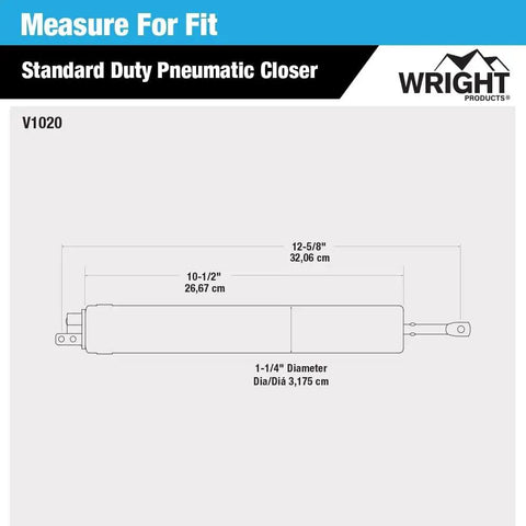 Diagram of Standard Duty Pneumatic Door Closer For Screen And Storm Doors Black Finish Easy Adjust Swing Out Swing Security Closure.