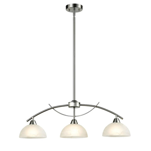 Modern Frosted Glass Alabaster Shade Pendant Lighting For Kitchen Island With Arched Rod Hung Sloped Ceiling Brushed Nickel Finish 3 Light Fixture ETL Listed Sleek And On Trend Kitchen Lighting