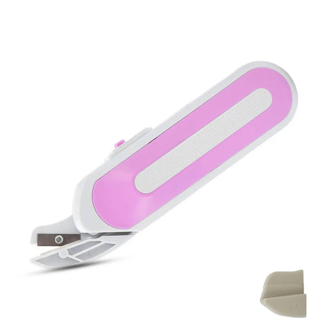 No Sweat Cordless Electric Scissors That Slays Through Heavy Fabric And Leather With Ergonomic Handle and Safety Guard for Reliable Sewing and Workshop Upgrades Now, pink ergonomic design.