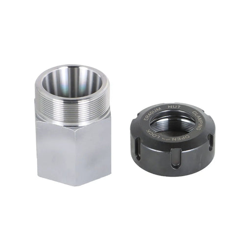 Beefy Precision ER 40 Collet Block Set For CNC Lathes And Engraving Machines Hex And Square Blocks. Hexagonal block and clamping nut.