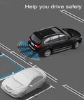 Car using Reverse Parking Radar System With Four Rear Sensors, LCD Display, and Beep Voice Alerts with obstacle detection.