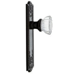 Side view of Meadows Plate And Crystal Door Knob Set For Vintage And Modern Doors With Fluted Glass Knob And Decorative Back Plate