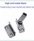 Front view of 2 Pack Heavy Duty Stainless Steel Flip Latches Lockable Bolt Latch For Pet Gate Cabinets Furniture Wardrobe And Windows Left Open Black Built Tough For Everyday Use Easy Install And Reliable Privacy Security
