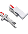 Straight Up Heavy Duty Door Pivot Hinges With Auto Soft Close Function For Completely Invisible Hidden Install And Easy Up Or Down Angle Adjustment That Works Like A Charm Every Day, showing side view with measurements.