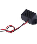 Five Pack Mini Buzzers With Leads 12V 400Hz Morse Code Mechanical Electronic Buzzers For DIY Projects Arduino Raspberry Pi Hobbyists 75dB ABS Black 34x17x15mm 3mm Mounting Hole 9cm Wire Length, black ABS buzzer with red and black leads