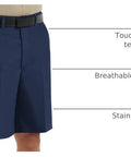 Men's Cell Phone Pocket Utility Shorts In Straight Up Navy Built Tough With Breathable Stain Resistant Fabric, featuring TouchTex Pro technology.