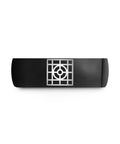 Slick Architect Blueprint Grid Ring In Black Plated Tungsten Carbide, top view showcasing detailed design.
