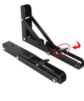 Two Pack Heavy Duty Folding Shelf Brackets Set, Triangle Wall Mounted Billy Brackets, 14 Inch Black, open position view