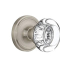 Classic Rosette Round Clear Crystal Door Knob for Vintage Restorations with lead-free crystal and solid brass rosette