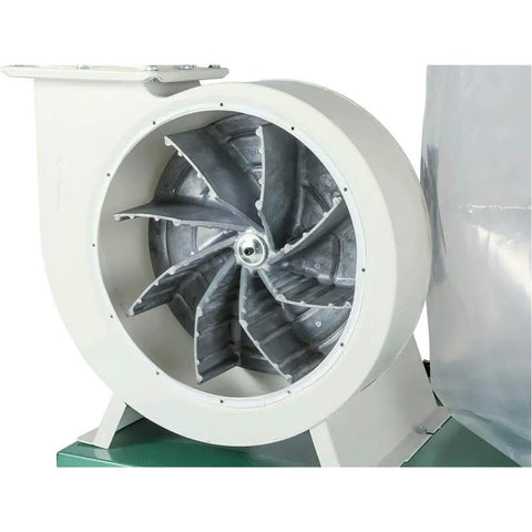 2 HP Canister Dust Collector With Aluminum Impeller From Polar Bear Series for woodworking shops showing aluminum impeller close-up