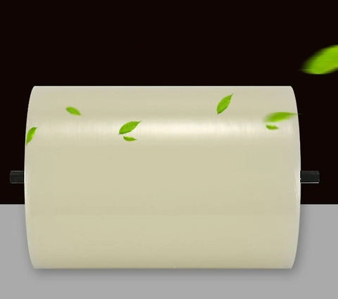 Hassle Free Disposable Shoe Film Refills For Automatic Dispensers Thickened Pe Plastic Floor Protector, roll view with leaves.