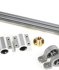 8mm T8 Lead Screw Kit With Brass Nut For 3D Printers 350mm Length Stainless Steel Lead Screw Set components on white background