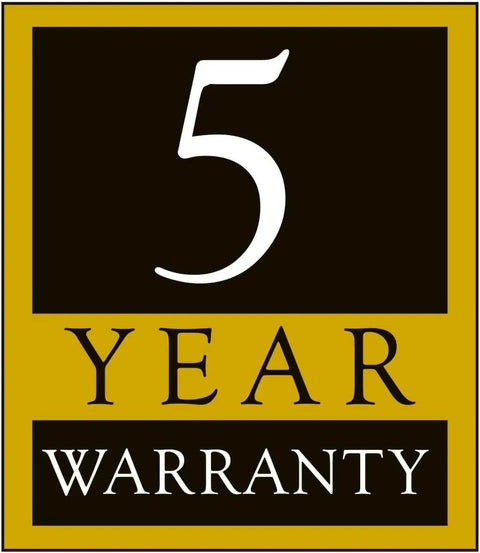 5 year warranty badge for Heavy Duty TurboCone Dust Collector With 3HP Motor 230V Single Phase Setup.
