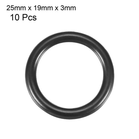 Nitrile Rubber O Rings 25mm OD 19mm ID 3mm Cross Section Sealing Gasket Pack Of 10 Built To Last Tough Seal For Plumbing Machinery And Diy Projects black O-ring 25x19x3mm