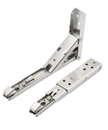 Heavy Duty Folding Shelf Brackets 2 Pack Stainless Steel Collapsible Wall Mounts Built Tough As Nails Silver 14 Inch image showing brackets folded up.