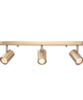 Three Light Plug-In Track Lighting In Matte Brass With Adjustable Heads, 15-Foot Cord, Pivoting Heads in front view