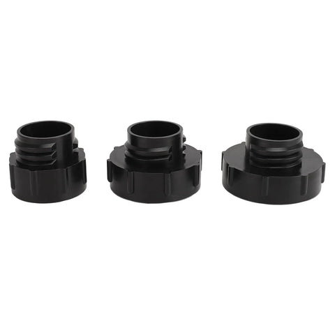 Set of three black adapters for Ditch The Haul With This Fabater Auto Shutoff Fuel Transfer Pump with varying sizes.
