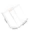 2 Pack Acrylic Food Prep Bag Holder Stand showing measurements; Universal Bag Rack For Kitchen And Picnics, Space Saving Design