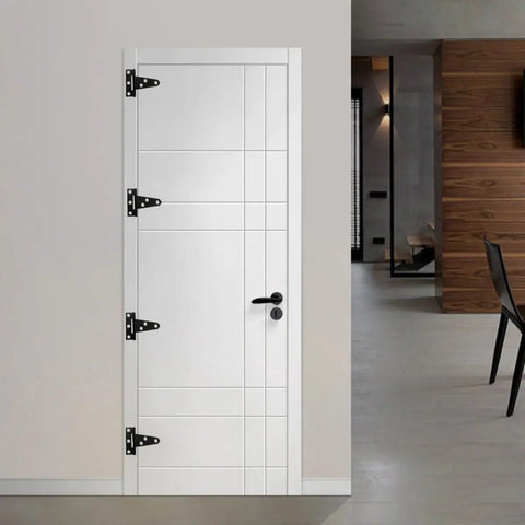 Heavy Duty Black Painted T Shaped Door Hinges Galvanized Steel With Screws 2 Inch Furniture And Gate Hinge Set on white door