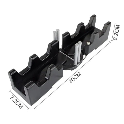 Real Deal Two In One Mitre Measuring And Cutting Tool For Swift Precision Woodworking Cuts No Sweat Angle Finder, black plastic tool, 30cm x 8.2cm.