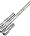 3 Piece Socket Extension Bar Set With 1/2 Inch Drive Chrome Vanadium Steel Impact Extensions In 3 5 And 10 Inch Lengths on white background.