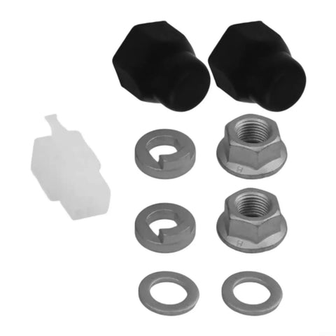 Hub Motor Axle Set For Electric Bicycles With 12mm And 14mm Lock Nuts, Lock Washers And Nut Covers, Carbon Steel Components.