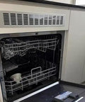 Heavy Duty Full Size Drawer Dishwasher For Bustling Kitchens Quick Wash Cycle, shown with open drawer and rack for plates.