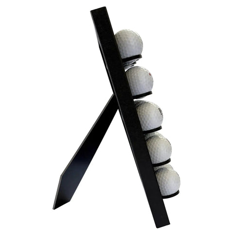 Side view of Premium Golf Ball Display Case for Wall Mount or Free Standing Setup Black Wood Frame That Holds Up to 20 Logo Balls