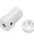 Aluminum 4mm motor shaft coupling with side-set-screw and matching hub, silver