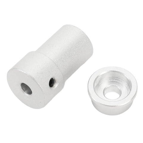 Aluminum 4mm motor shaft coupling with side-set-screw and matching hub, silver