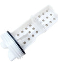 Washer Drain Pump Filter WH11X34741 Direct Replacement For WH23X10029 WH23X10027 showing plastic filter design with gasket