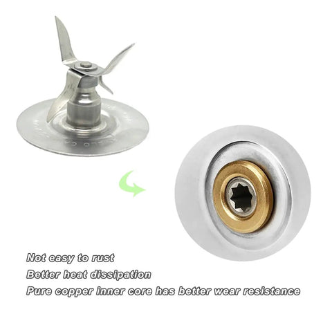 Close-up of Replacement Beefed Up Ice Crusher Blade Kit with metal and copper components for classic blenders.