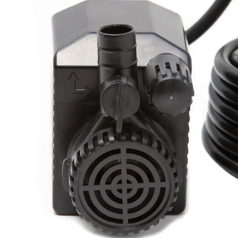 Close-up of 430 GPH Pond Pump 120V Submersible Fountain Pump With Auto Low Water Shut Off 31W Adjustable Flow Max Lift 8.2 Ft