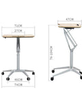 Hassle Free Pneumatic Sit Stand Laptop Desk Cart With Smooth Lever Adjustments, dimensions 71x27cm top, height 76-104cm.