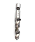 HSS M8-1.25 drill/tap bit, 3-in-1 chamfering tool, Amazon brand, silver metal
