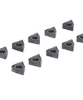 Baxnore 10-pack black-coated carbide turning inserts; triangular with center hole for CNC lathe/milling.