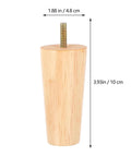 4 Pack Solid Wood Furniture Legs For Sofa Table And Cabinet Nordic Style Tapered Feet With Floor Protection, size and dimensions shown