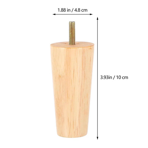 4 Pack Solid Wood Furniture Legs For Sofa Table And Cabinet Nordic Style Tapered Feet With Floor Protection, size and dimensions shown