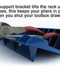 Blue Pliers Rack Organizer For Pegboard And Toolbox Drawer Holds 16 Sets Of Pliers From Regular To Small Keeps Spring Loaded Pliers Closed Tilt Feature For Easy Access Perfect Pliers Storage And Tool Organization