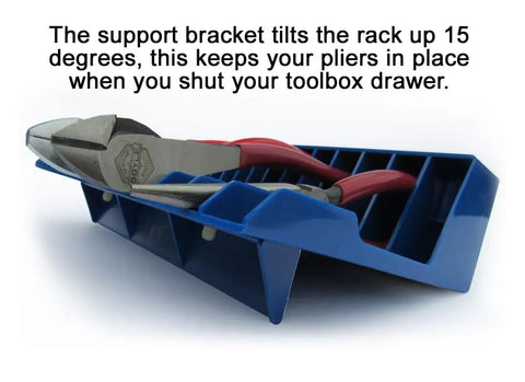 Blue Pliers Rack Organizer For Pegboard And Toolbox Drawer Holds 16 Sets Of Pliers From Regular To Small Keeps Spring Loaded Pliers Closed Tilt Feature For Easy Access Perfect Pliers Storage And Tool Organization