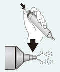 Illustration showing manual use of Manual Desoldering Pump Solder Sucker Tool With Anti Clogging Silicone Tip For Easy Solder Removal.