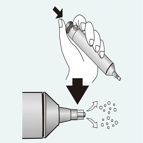 Illustration showing manual use of Manual Desoldering Pump Solder Sucker Tool With Anti Clogging Silicone Tip For Easy Solder Removal.