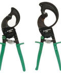 Heavy Duty Ratchet Cable Cutter Center Cut 13-3/4 Inch for Electrical Work with green ergonomic grips