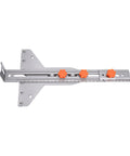 Killer Precision Adjustable Router Circle Cutting Jig With Heavy Duty Stainless Frame featuring orange adjustment knobs and scale.