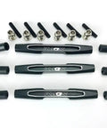 Kaos Panhard Bar And Steering Tie Rod Set For DL-Series F450 SD RC Cars 57mm CNC Aluminum Black Upgrade Kit 3-Piece, parts laid out