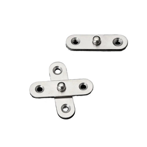 360 Degree Rotating Concealed Door Hinges for Cabinets and Wood Doors, Stainless Steel, Flat View