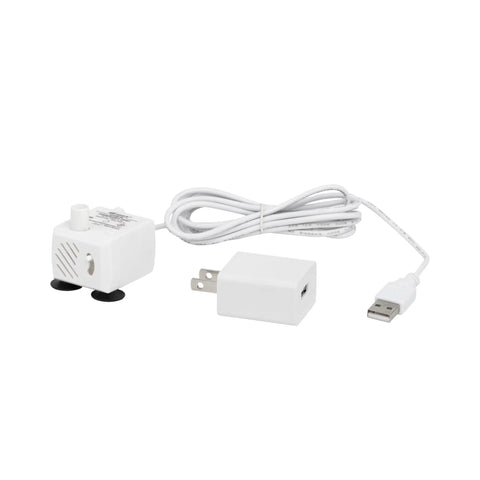 Viva Pet Fountain Replacement Pump Ultra Quiet Hydration Booster Backup Pump With Led Indicator Auto Shut Off, white pump and USB cable