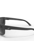 Side view of Wayfarer Style Safety Sunnies with Polarized Smoke Vapor Shield Anti Fog Z87 Glasses Matte Black Frame Shatter Resistant