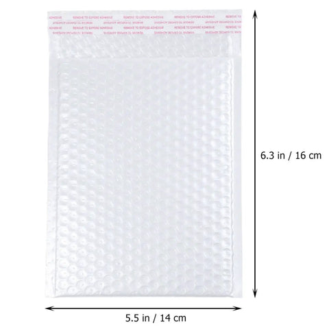 White Pearlized Bubble Mailers 14x16 Inch With 4 Inch Flap Waterproof Shockproof Padded Envelopes shown with dimensions