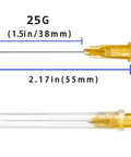 100 Pack 25 Gauge 1.5 Inch Luer Lock Needles For Ink Refilling Pro Grade Stainless Steel And Plastic Individually Wrapped 163.58 Degree Angle Fits Luer Lock And Straight Ports Great For Labs Industry And Plant Cultivation, 25G 1.5in needle with cap